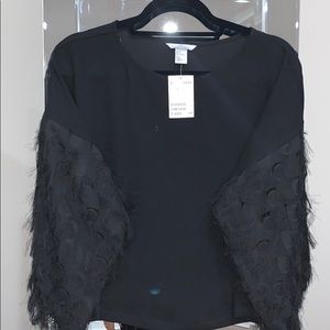 H&M black blouse with plumage size 6 new with tag